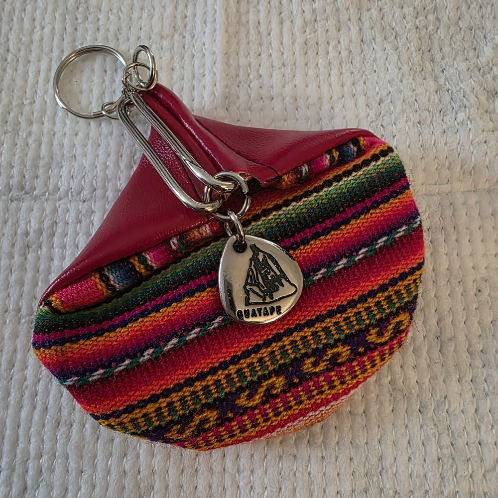 Colorful Striped Coin Purse with Keychain